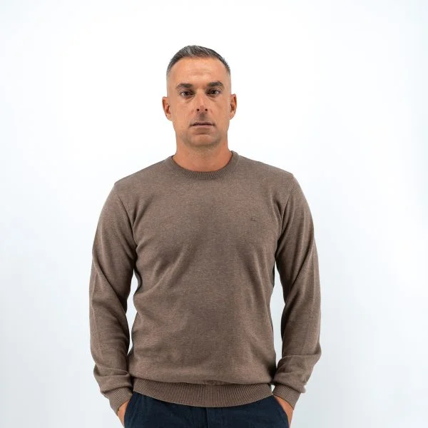 Πλεκτό Guy Laroche λαιμόκοψη μπεζ-καφέ regular fit GL2229210_16 - 3XL, Μπεζ καφέ