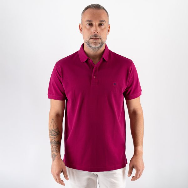 Μπλούζα πόλο Guy Laroche βυσσινί Pima Cotton κοντομάνικη regular fit GLDS19090_23