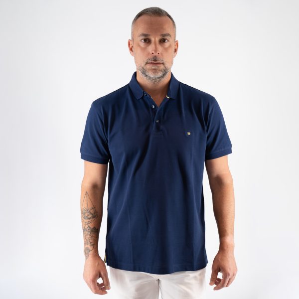 Μπλούζα πόλο Guy Laroche μπλε Pima Cotton κοντομάνικη regular fit GLDS19090_2