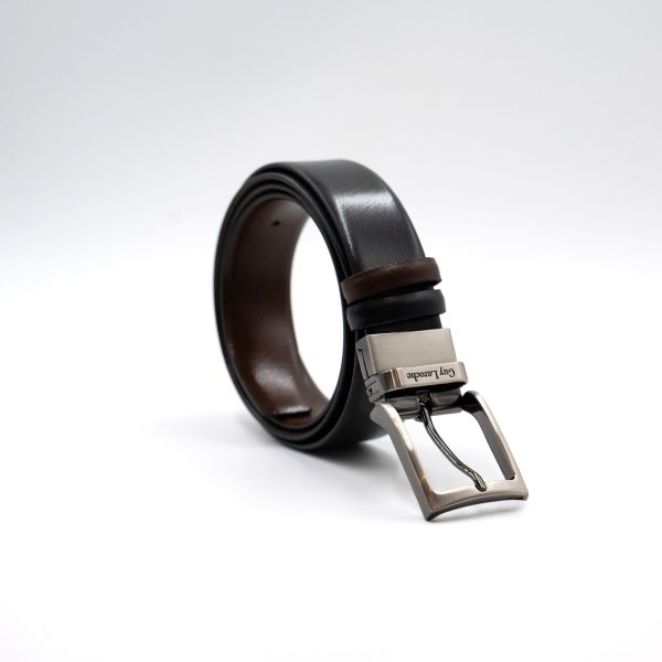 Ζώνη δερμάτινη Guy Laroche διπλής όψης μαύρη-καφέ GL111 D_F_1/2