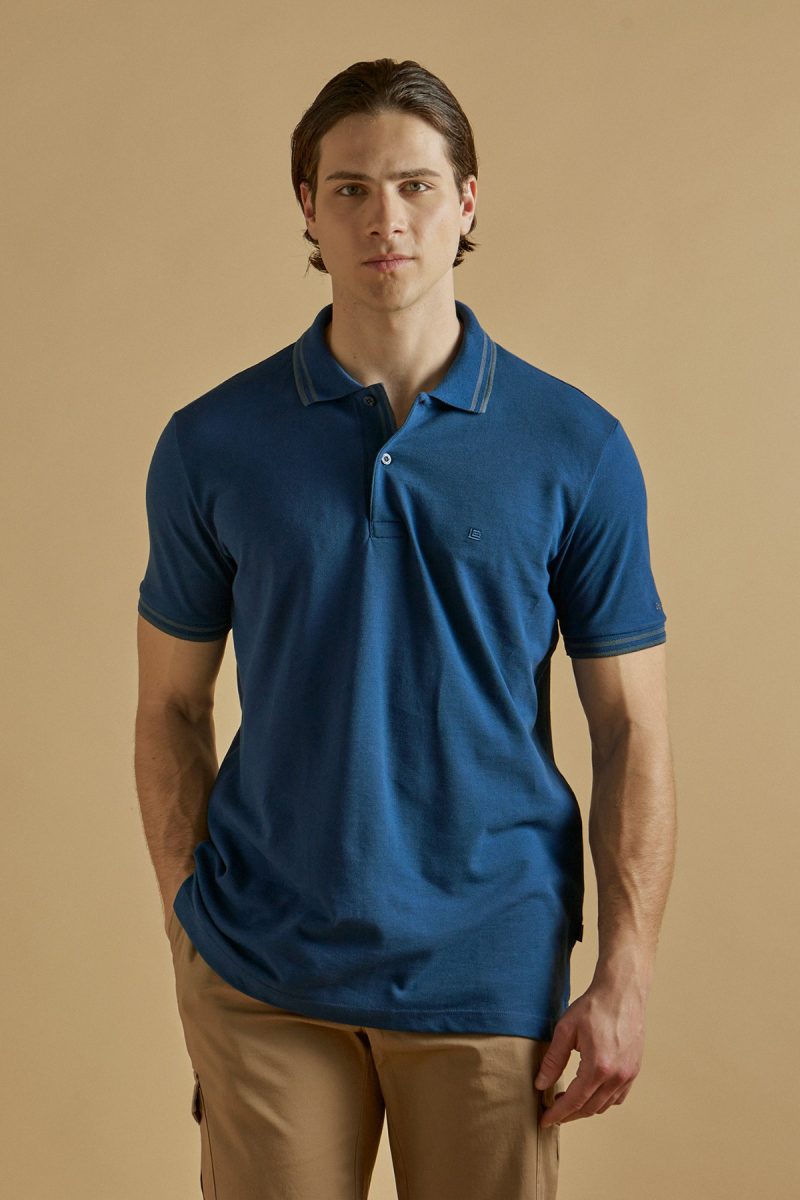Μπλούζα πόλο Guy Laroche ίντιγκο κοντομάνικη regular fit GLDS19201_24 - Image 3