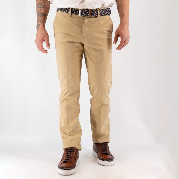 Παντελόνι chinos πικέ Guy Laroche ώχρα fit line GLFS15166_71155_54003