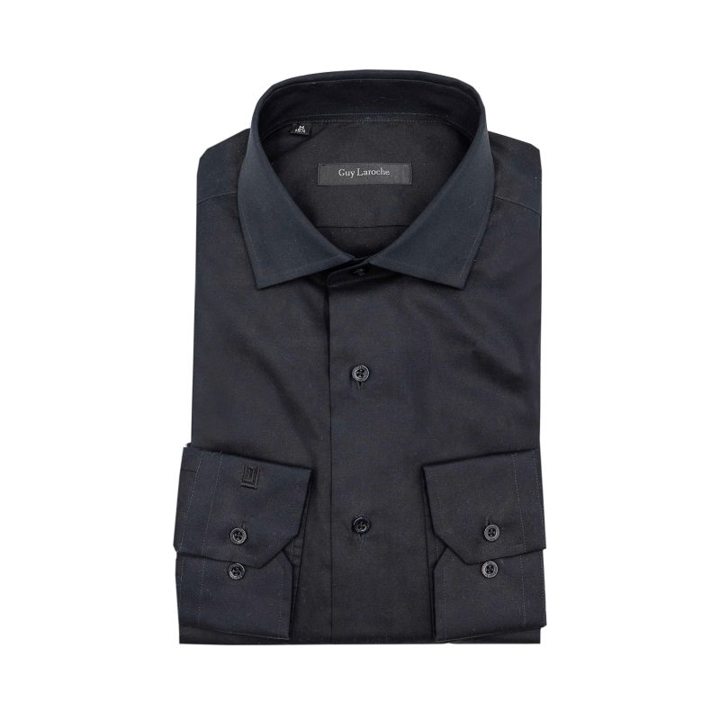 Πουκάμισο μονόχρωμο Guy Laroche μαύρο regular fit GLDW28257_CL_3