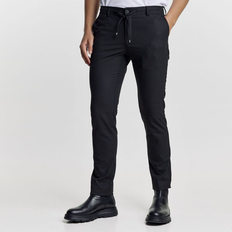 Παντελόνι casual με κορδόνι Guy Laroche μαύρο fit line GL2225181_71180_3 - Image 2