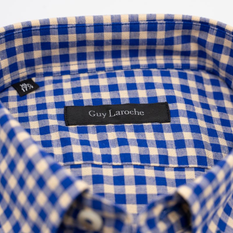 Πουκάμισο καρώ Guy Laroche μπλε regular fit GLES18328_BD_1 - Image 3