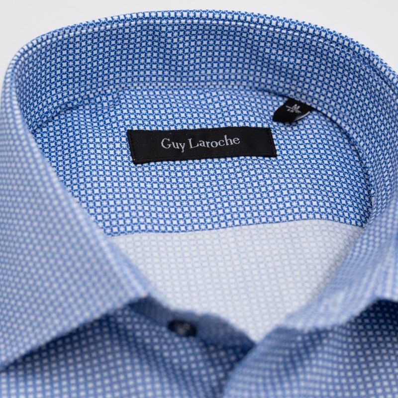 Πουκάμισο με μικροσχέδιο Guy Laroche μπλε ρουά regular fit GLES18342A_CL_1 - Image 3