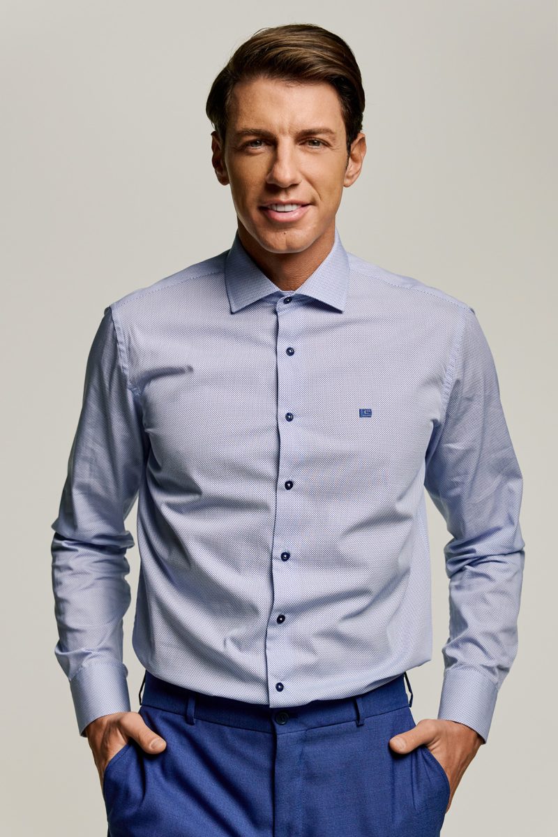 Πουκάμισο Guy Laroche με μπλε μικροσχέδιο fit line GLES18342B_SL_5 - Image 2
