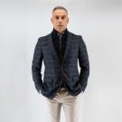 Σακάκι καρώ Guy Laroche μπλε με αποσπώμενη μόστρα fit line GL2323228_10121V_2