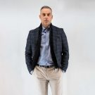 Σακάκι καρώ Guy Laroche μπλε με αποσπώμενη μόστρα fit line GL2323228_10121V_2 - Image 3