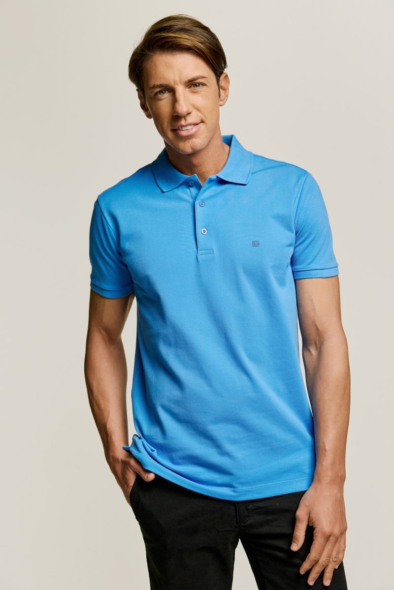 Μπλούζα πόλο Guy Laroche σιέλ κοντομάνικη regular fit GLDS19001_13 - Image 2