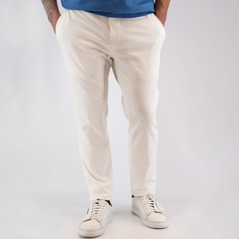Παντελόνι με λάστιχο Guy Laroche λευκό modern fit GLES12355_2088_40