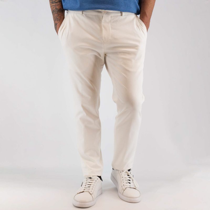 Παντελόνι με λάστιχο Guy Laroche λευκό modern fit GLES12355_2088_40 - Image 6