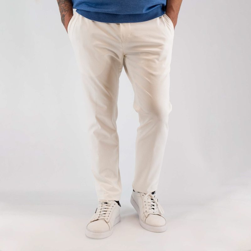 Παντελόνι με λάστιχο Guy Laroche λευκό modern fit GLES12355_2088_40 - Image 5