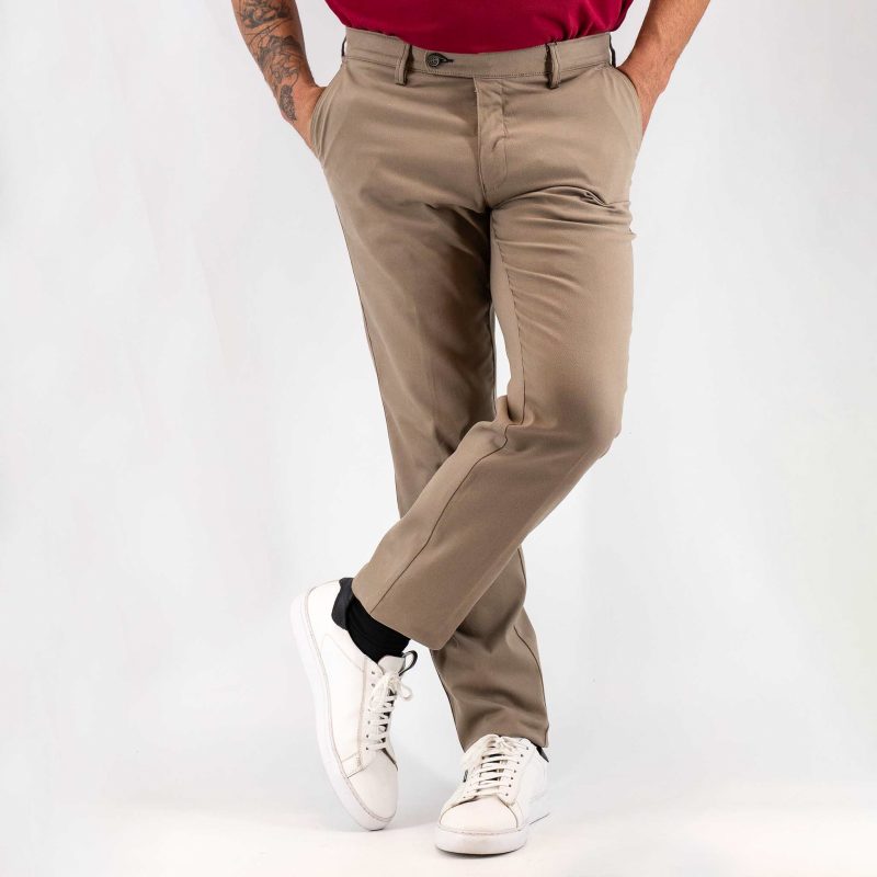Παντελόνι chinos πικέ Guy Laroche στο χρώμα της άμμου fit line GLES15169_71156_7