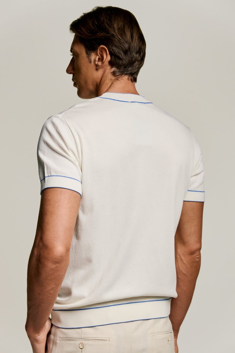 College πλεκτή λαιμόκοψη Guy Laroche εκρού regular fit GLES17205_3 - Image 3