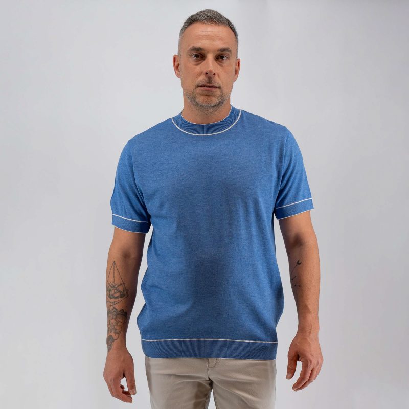 College πλεκτή λαιμόκοψη Guy Laroche ίντιγκο regular fit GLES17205_4 - Image 3