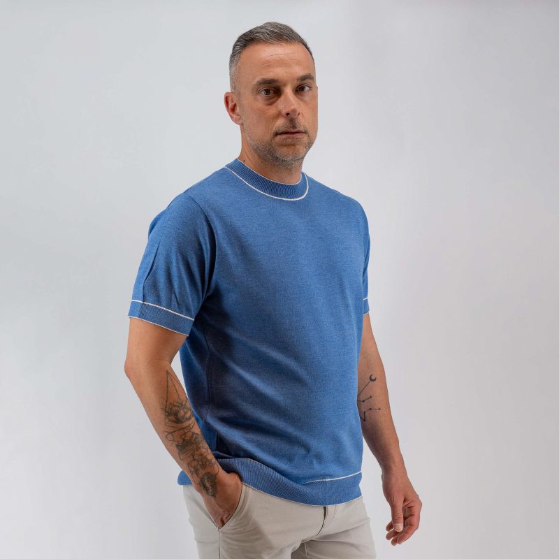 College πλεκτή λαιμόκοψη Guy Laroche ίντιγκο regular fit GLES17205_4 - Image 2