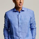 Πουκάμισο λινό Guy Laroche μπλε ραφ regular fit GLES18205_CL_4 - Image 4