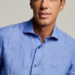 Πουκάμισο λινό Guy Laroche μπλε ραφ regular fit GLES18205_CL_4 - Image 3
