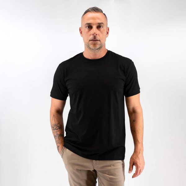 Μπλούζα t-shirt modal Guy Laroche μαύρη regular fit GLES19801_1