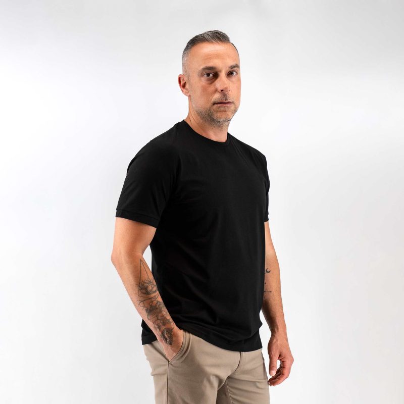 Μπλούζα t-shirt modal Guy Laroche μαύρη regular fit GLES19801_1 - Image 2
