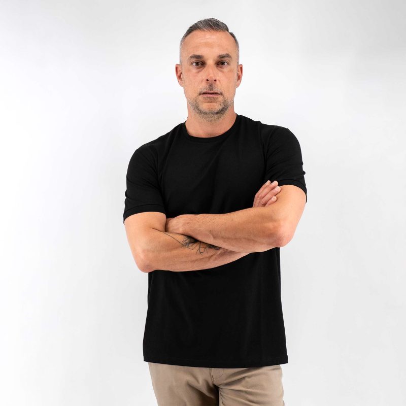 Μπλούζα t-shirt modal Guy Laroche μαύρη regular fit GLES19801_1 - Image 3