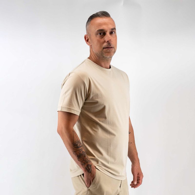 Μπλούζα t-shirt modal Guy Laroche μπεζ regular fit GLES19801_4 - Image 2