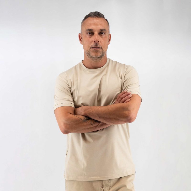 Μπλούζα t-shirt modal Guy Laroche μπεζ regular fit GLES19801_4 - Image 3