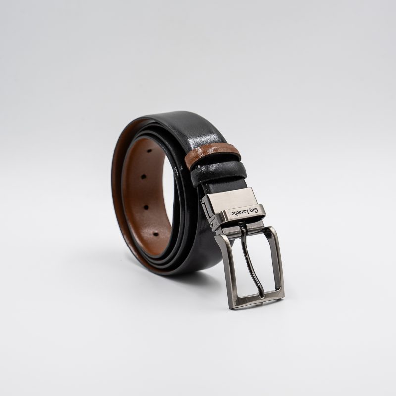 Ζώνη δερμάτινη Guy Laroche διπλής όψης μαύρη-ταμπά GL1357 D_F_1/3
