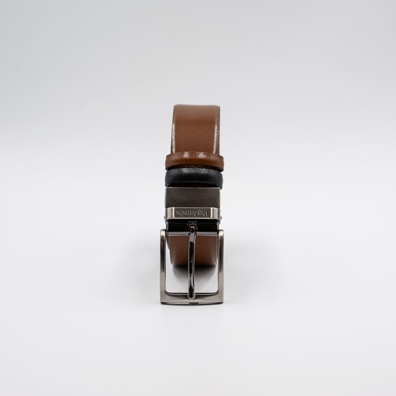Ζώνη δερμάτινη Guy Laroche διπλής όψης μαύρη-ταμπά GL1357 D_F_1/3 - Image 4
