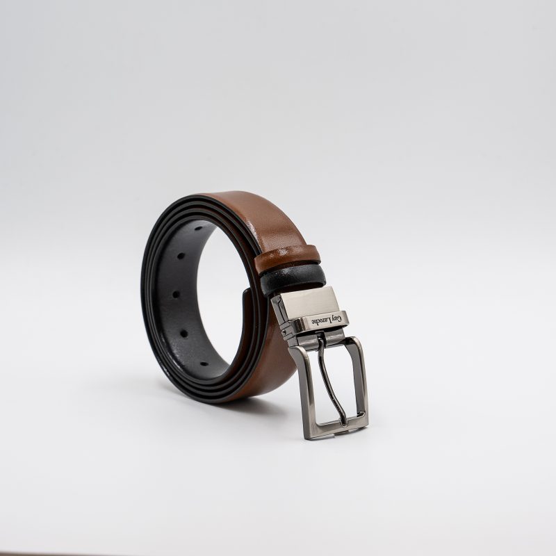 Ζώνη δερμάτινη Guy Laroche διπλής όψης μαύρη-ταμπά GL1357 D_F_1/3 - Image 2