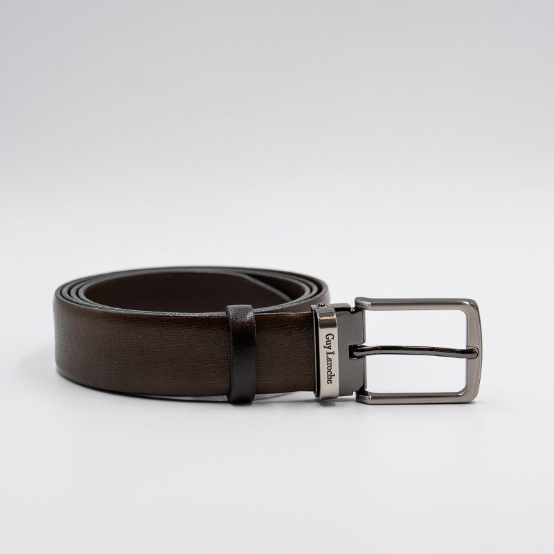 Ζώνη Guy Laroche δερμάτινη σταμπωτή καφέ GL326_4 - Image 3