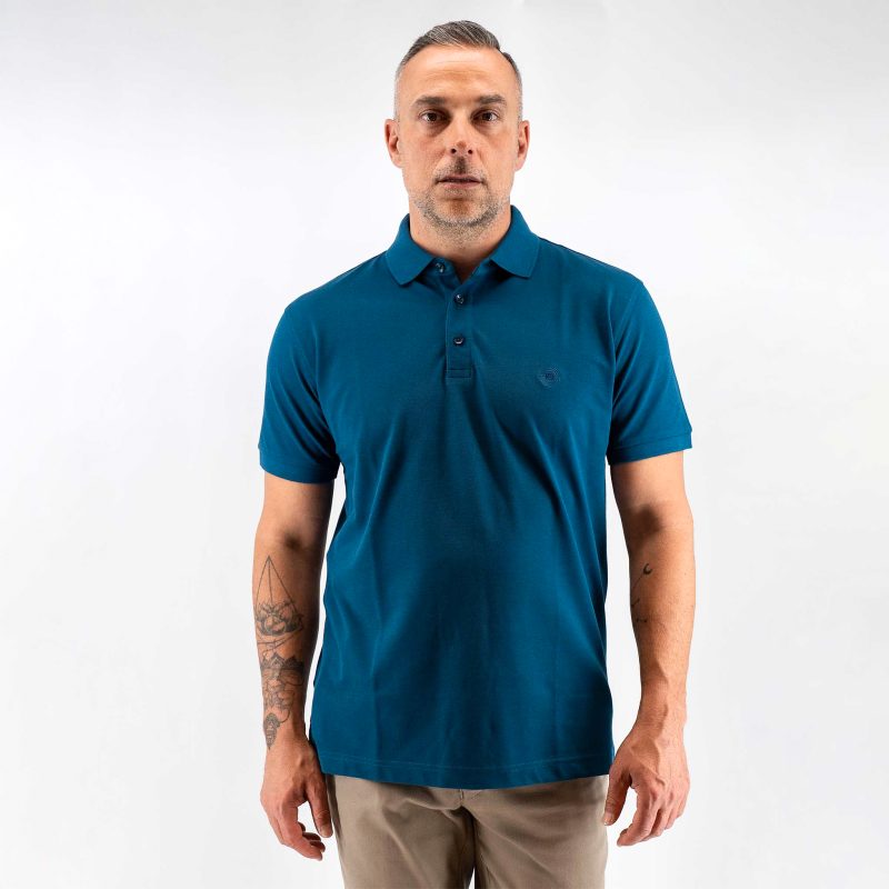 Μπλούζα πόλο Guy Laroche πετρόλ Pima Cotton κοντομάνικη regular fit GLDS19090_13 - Image 3