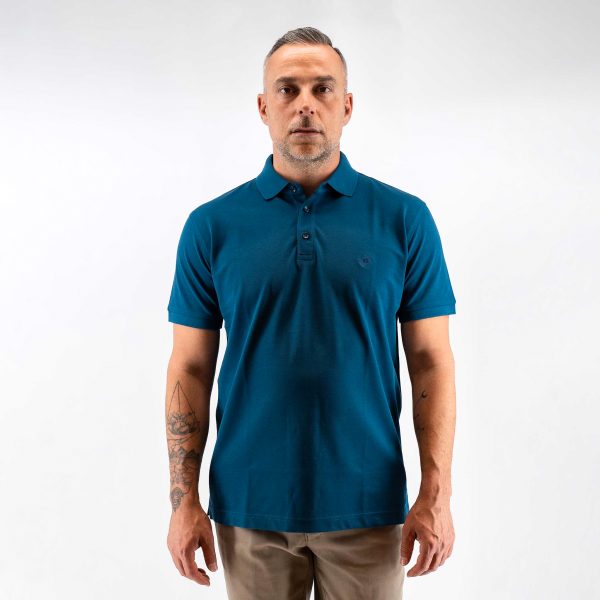 Μπλούζα πόλο Guy Laroche πετρόλ Pima Cotton κοντομάνικη regular fit GLDS19090_13