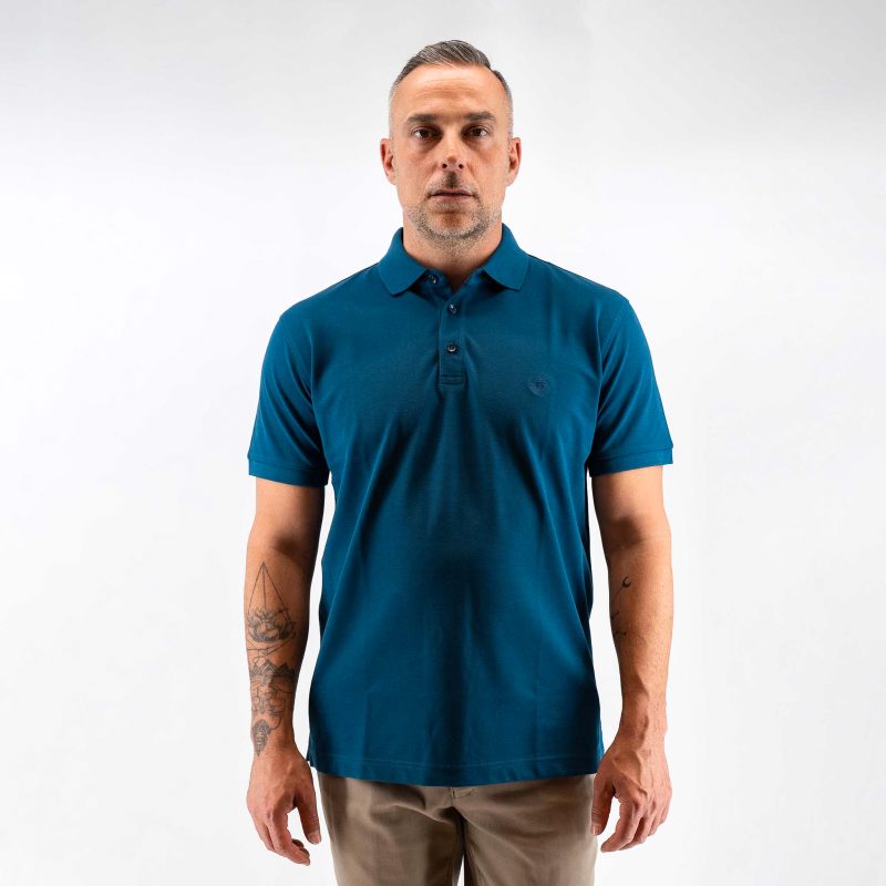 Μπλούζα πόλο Guy Laroche πετρόλ Pima Cotton κοντομάνικη regular fit GLDS19090_13