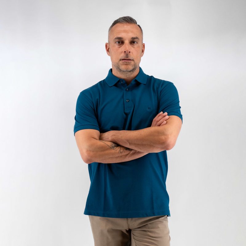 Μπλούζα πόλο Guy Laroche πετρόλ Pima Cotton κοντομάνικη regular fit GLDS19090_13 - Image 4