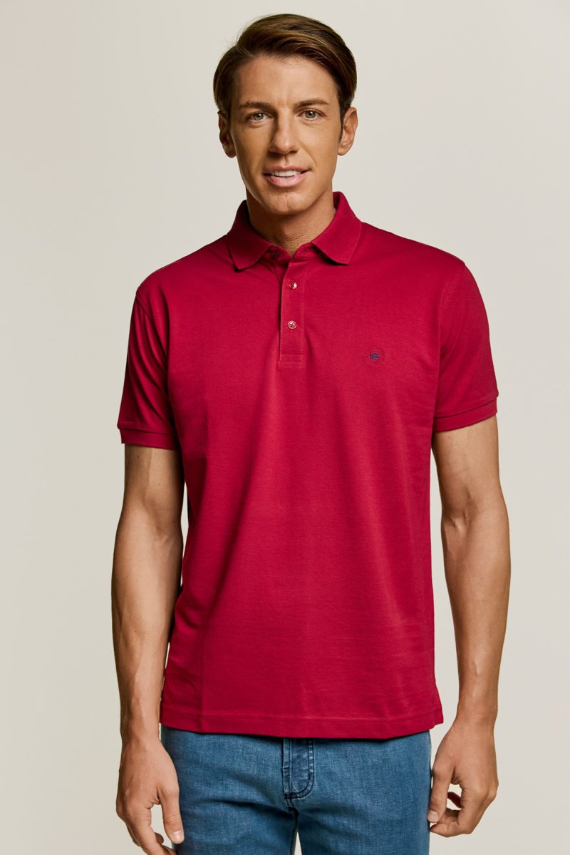 Μπλούζα πόλο Guy Laroche κόκκινη Pima Cotton κοντομάνικη regular fit GLDS19090_5 - Image 5