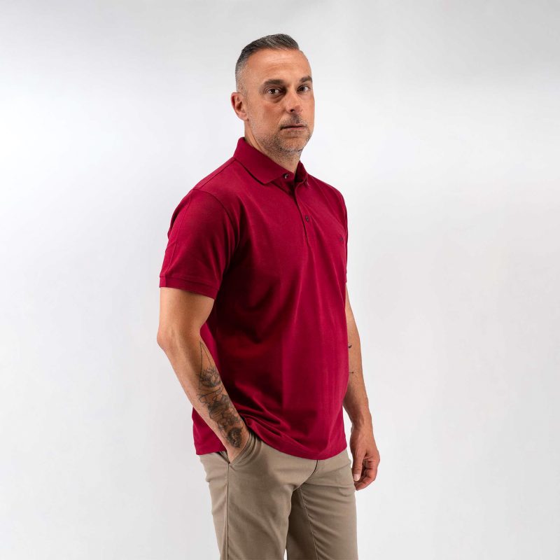 Μπλούζα πόλο Guy Laroche κόκκινη Pima Cotton κοντομάνικη regular fit GLDS19090_5 - Image 2