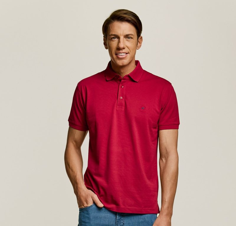 Μπλούζα πόλο Guy Laroche κόκκινη Pima Cotton κοντομάνικη regular fit GLDS19090_5
