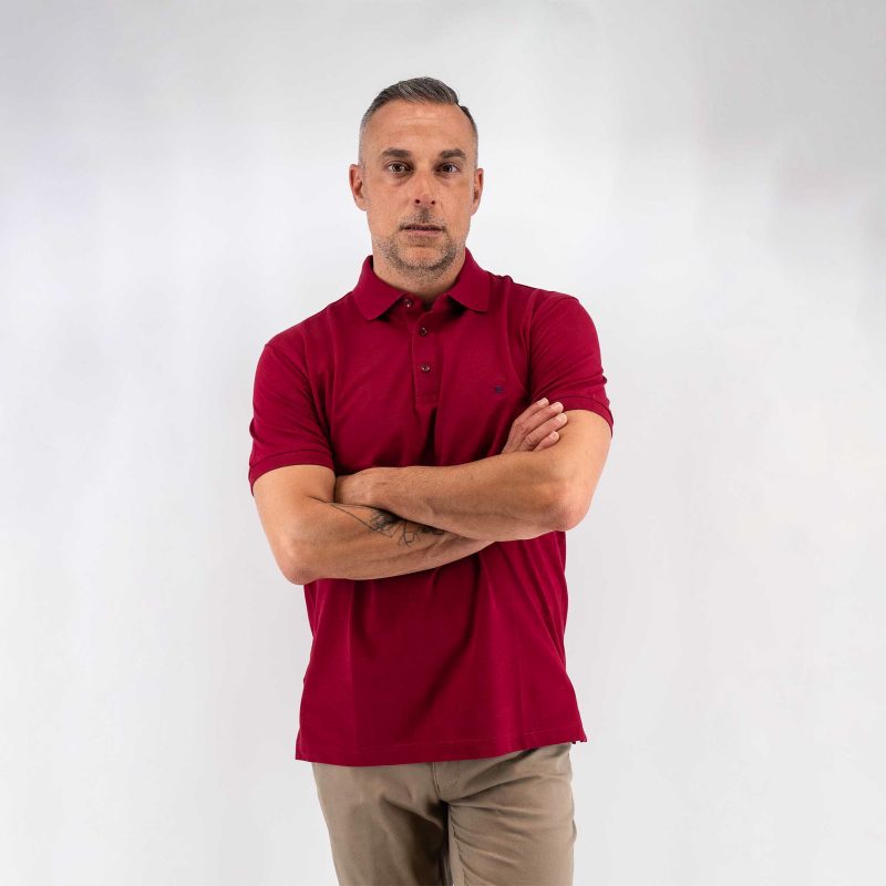 Μπλούζα πόλο Guy Laroche κόκκινη Pima Cotton κοντομάνικη regular fit GLDS19090_5 - Image 3