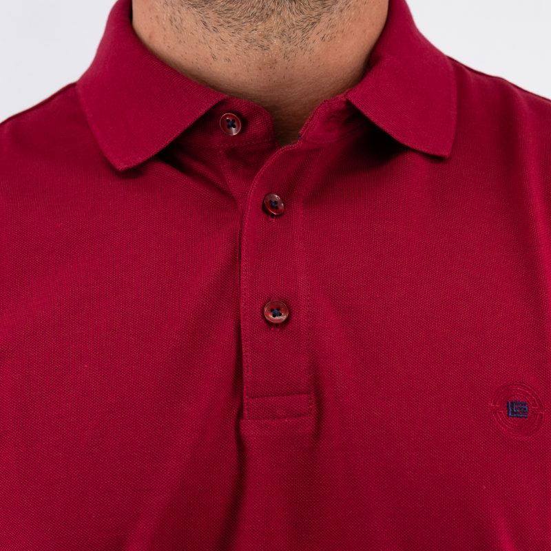 Μπλούζα πόλο Guy Laroche κόκκινη Pima Cotton κοντομάνικη regular fit GLDS19090_5 - Image 4