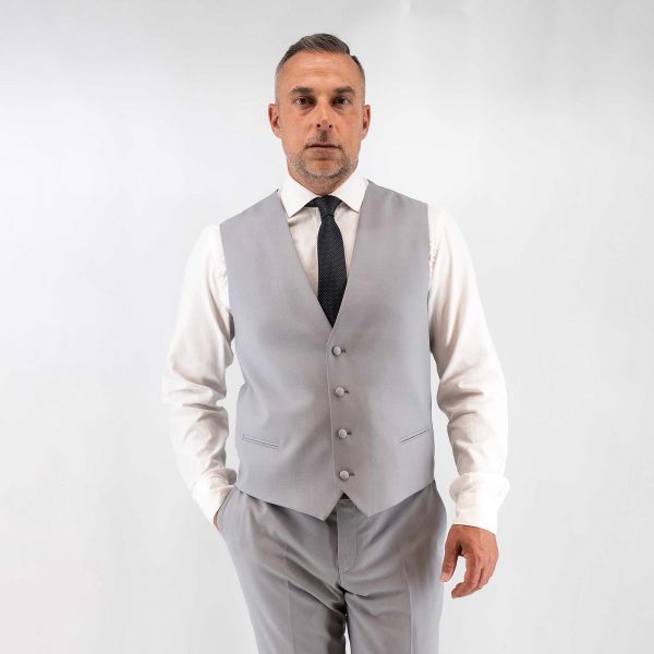 Γιλέκο κοτουμιού Guy Laroche γκρι ανοιχτό με μικροσχέδιο fit line GLES10109_800C_6833