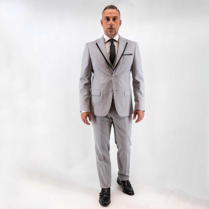 Κοστούμι Guy Laroche γκρι με μικροσχέδιο κι αποσπώμενο πέτο fit line GLES11109_10122_6833