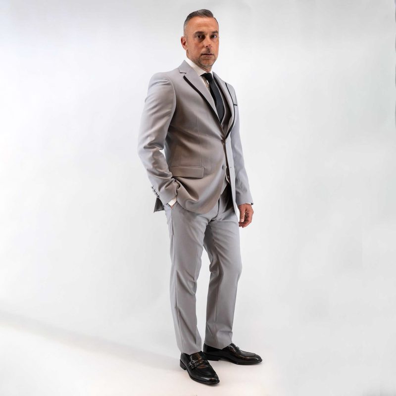 Κοστούμι Guy Laroche γκρι με μικροσχέδιο κι αποσπώμενο πέτο fit line GLES11109_10122_6833 - Image 3