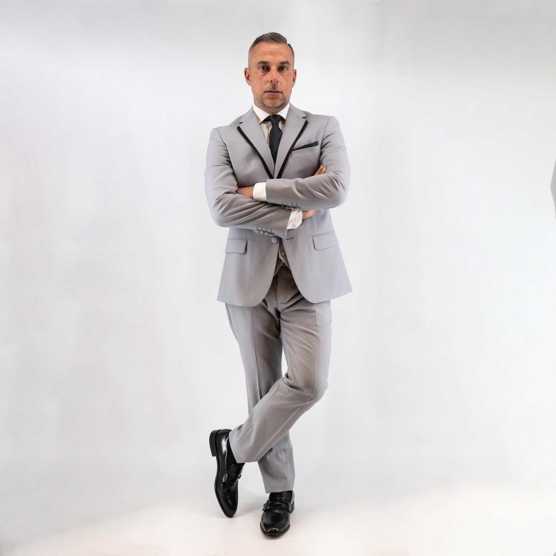 Κοστούμι Guy Laroche γκρι με μικροσχέδιο κι αποσπώμενο πέτο fit line GLES11109_10122_6833 - Image 4