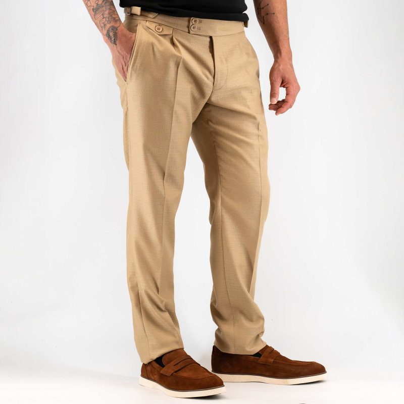 Παντελόνι με φιούμπα Guy Laroche κάμελ modern fit GLES12202_096R_5 - Image 2