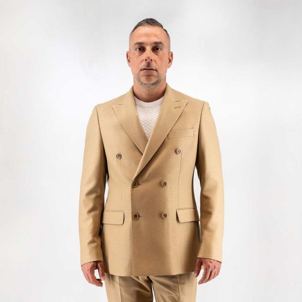Σακάκι σταυρωτό Guy Laroche κάμελ fit line GLES13202_10957_5