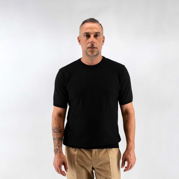 Μπλούζα πλεκτή College Guy Laroche μαύρη modern fit GLES17201_17