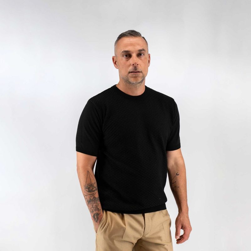 Μπλούζα πλεκτή College Guy Laroche μαύρη modern fit GLES17201_17 - Image 2