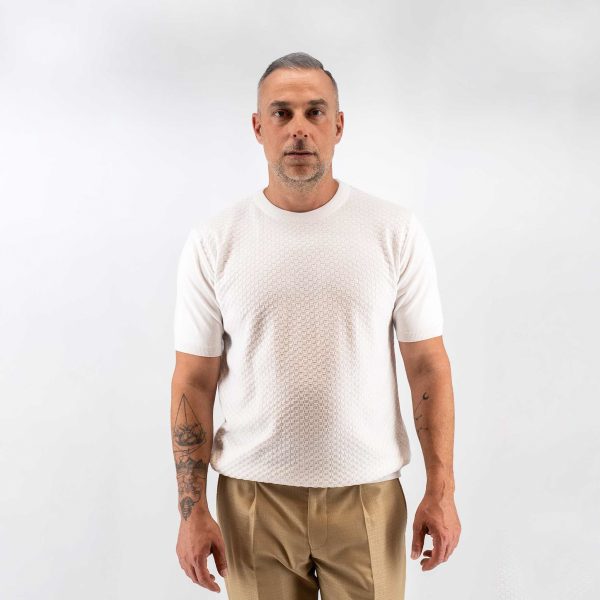 Μπλούζα πλεκτή College Guy Laroche εκρού modern fit GLES17201_3